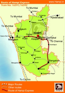 Hampi Express is one of the popular choice among the visitors to Hampi from Bangalore.
