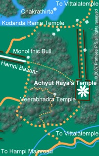 Location map for Achyuta Raya's Temple