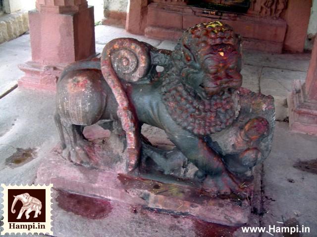Lion and the warrior , Durga shrine 
