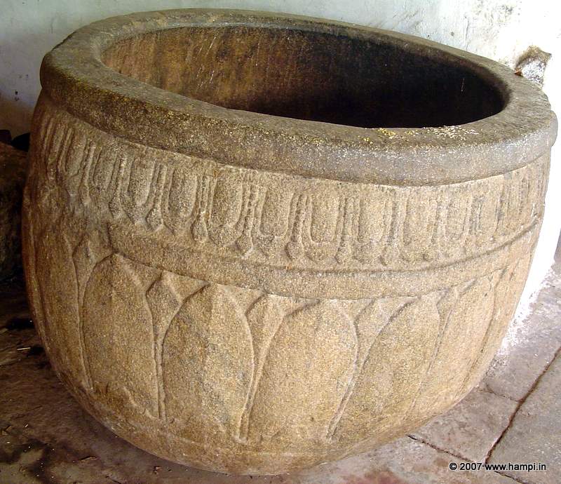 A stone urn inside Virupaksha Temple