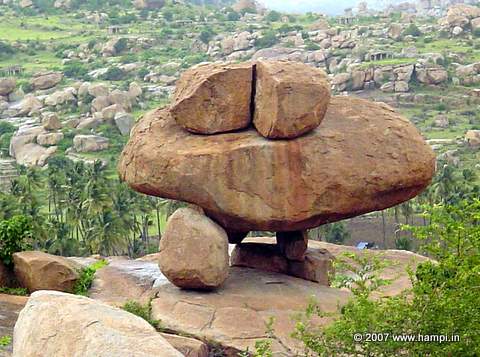 A balancing boulder atop Malayavanta Hill 