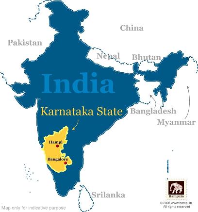 Location of Hampi in Karnataka, India 