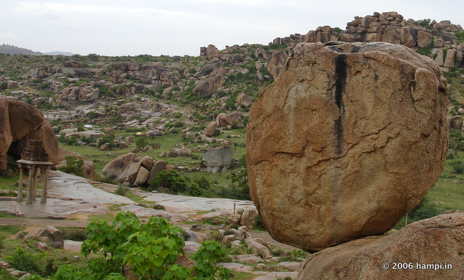 Balancing boulder atop Malyavanta  Hill in Hampi.